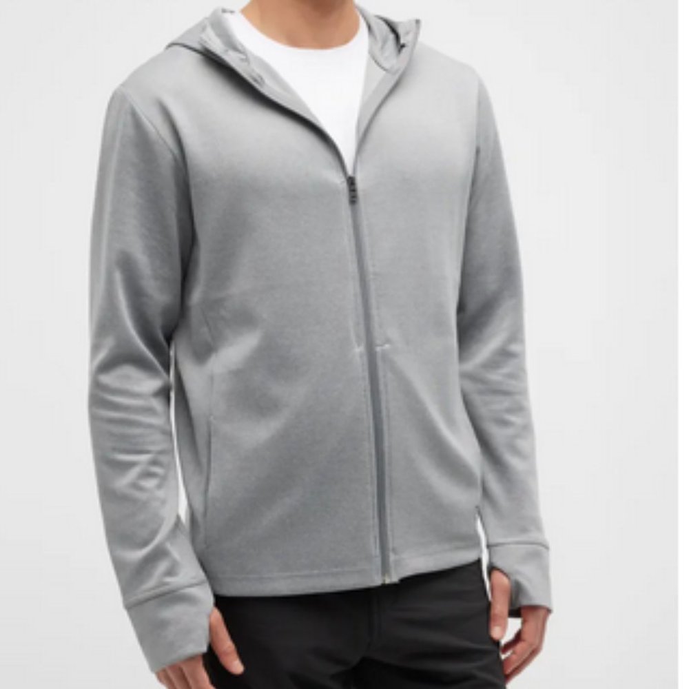 Onia *NWT* Upe Active Zip Up Performance Hoodie 50+ UPF Light Heather Size Large